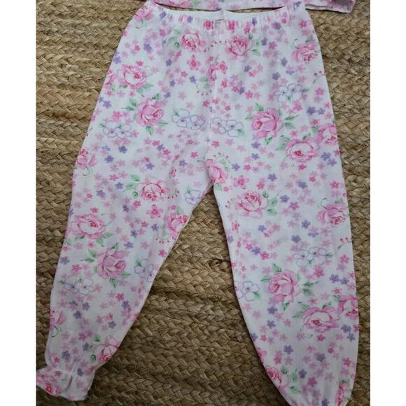 VTG Candlesticks‎ Girls PINK FLORAL Top 2 Piece Pajamas Set Size 3T Made in USA - Picture 3 of 5